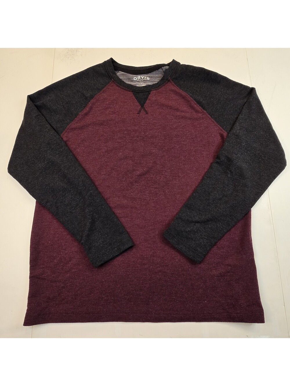 Orvis Long Sleeve Raglan Lounge Shirt Black Purple 1225440 Mens Large L